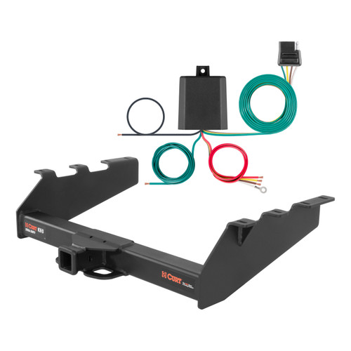 94 - 98 Dodge Ram 3500 With factory bumper Curt 2", Class 5 Trailer Tow Hitch + 4-flat Wiring Kit 15318