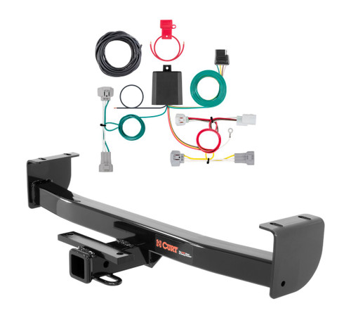 2016 - 2023 Toyota Tacoma Excluding factory receiver Curt 2", Class 3 Trailer Tow Hitch + 4-flat Wiring Kit 13264