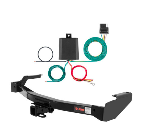 1997 - 1998 Dodge Van (full size) With factory step bumper Curt 2", Class 3 Trailer Tow Hitch + 4-flat Wiring Kit 13590