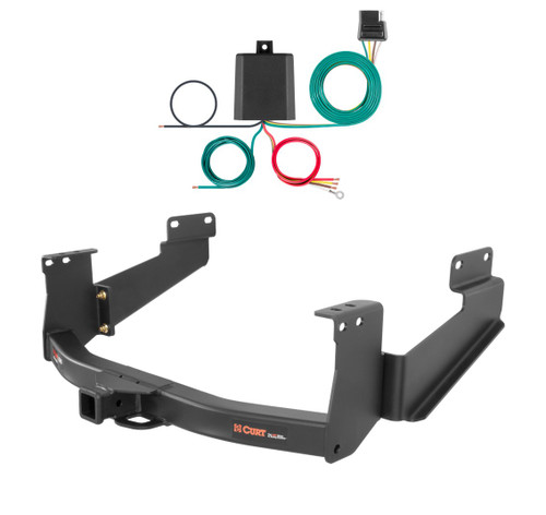 2007 - 2021 Toyota Tundra Excluding factory receiver Curt 2", Class 5 Trailer Tow Hitch + 4-flat Wiring Kit 15398