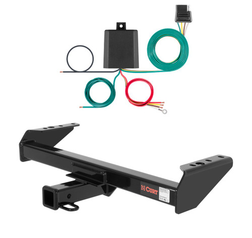 1988 - 1997 Ford F Super Duty Cab & chassis with 34" frame width (O.D.) Curt 2", Class 4 Trailer Tow Hitch + 4-flat Wiring Kit 14082