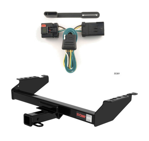 2000 - 2002 Dodge Ram 2500 Excluding roll pan bumper Curt 2", Class 3 Trailer Tow Hitch + 4-flat Wiring Kit 13310
