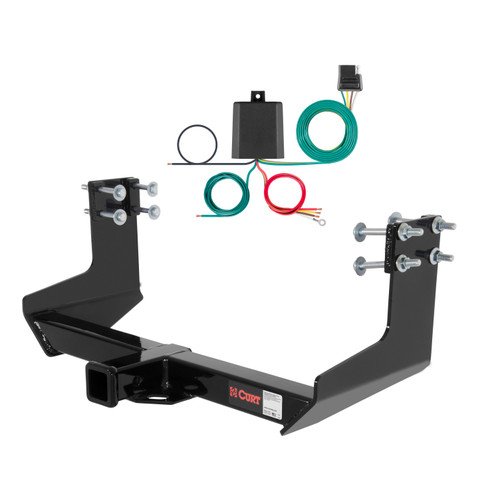 10 - 19 Mercedes-Benz Sprinter 3500 Cargo van, 144" WB with step bumper, excluding rear door step Curt 2", Class 3 Trailer Tow Hitch + 4-flat Wiring Kit 13375