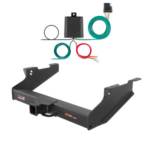 2011 - 2015 RAM 2500 8' bed, excluding factory receiver Curt 2-1/2", Class 5 Trailer Tow Hitch + 4-flat Wiring Kit 15704