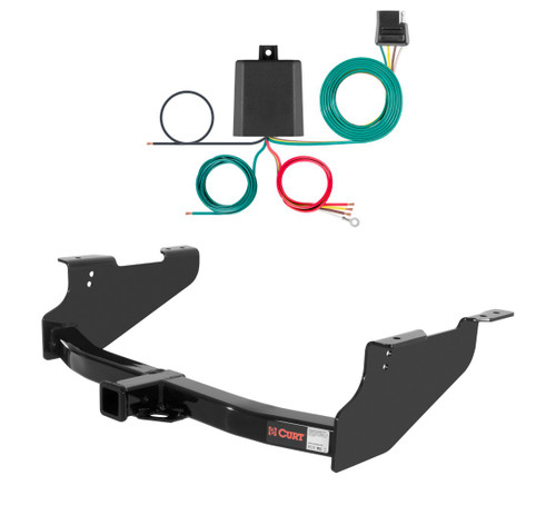 2011 - 2024 RAM 3500 6' bed, excluding factory receiver Curt 2", Class 4 Trailer Tow Hitch + 4-flat Wiring Kit 14361