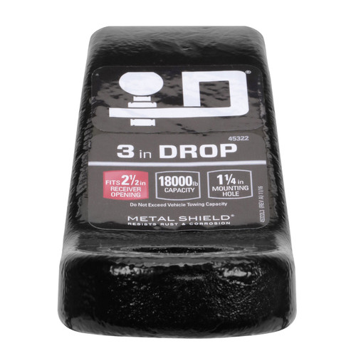 Draw-Tite Trailer Hitch Ball Mount, Fits 2-1/2 Inch Square Receiver, 3 Inch Drop, 1.5 Inch Rise, 18,000 lbss. Capacity, Black