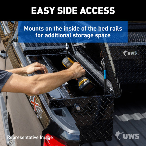 UWS Bright Aluminum 48" Truck Side Tool Box with Low Profile, Space-Saving Legs EC30201-MK2