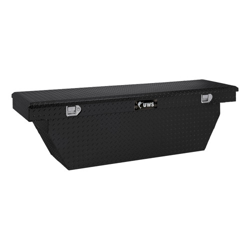 UWS Gloss Black Aluminum 72" Deep Angled Crossover Truck Tool Box TBSD-72-A-BLK UWS Gloss Black Aluminum 72" Deep Angled Crossover Truck Tool Box TBSD-72-A-BLK