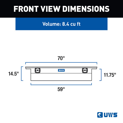 UWS Bright Aluminum 69" Secure Lock Truck Tool Box, Low Profile SL-69-LP