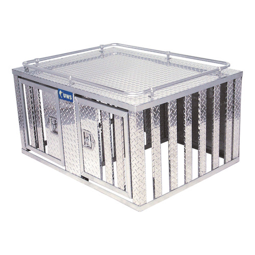 UWS Bright Aluminum 48" x 48" Double-Door Dog Box with Divider DB-4848