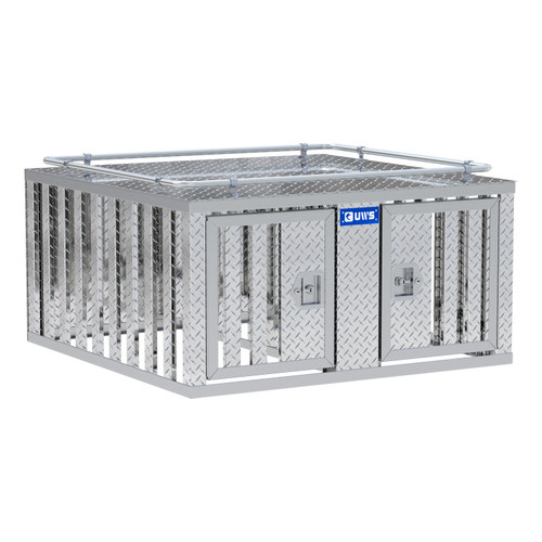 UWS Bright Aluminum 48" x 48" Double-Door Dog Box with Divider DB-4848