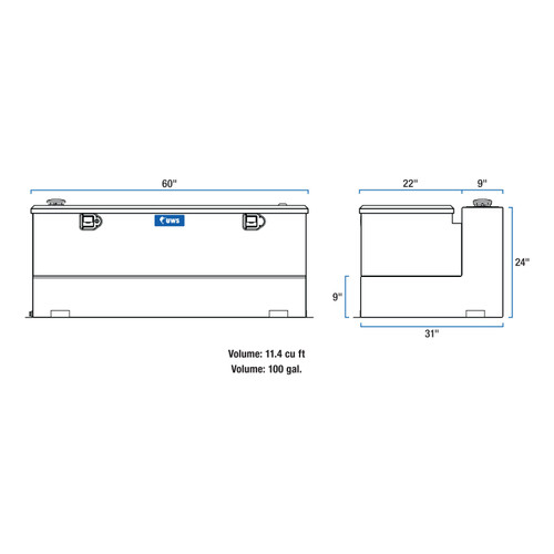 UWS White 100-Gallon Steel-Aluminum Combo Transfer Tank ST-100-COMBO-W UWS White 100-Gallon Steel-Aluminum Combo Transfer Tank ST-100-COMBO-W