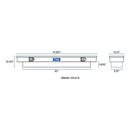 UWS Gloss Black Aluminum 72" Slim-Line Crossover Truck Tool Box (Heavy Packaging) EC10662
