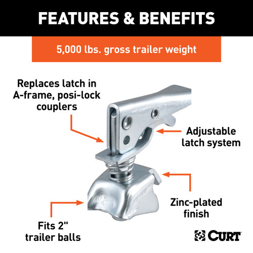CURT Replacement 2" Posi-Lock Coupler Latch for A-Frame Couplers Trailer Hitch