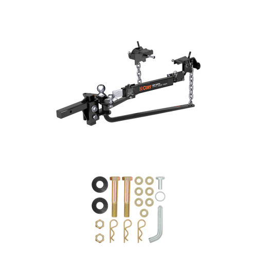 CURT (10-14K) Round Bar Weight Distribution Hitch with Lubrication, Sway Control