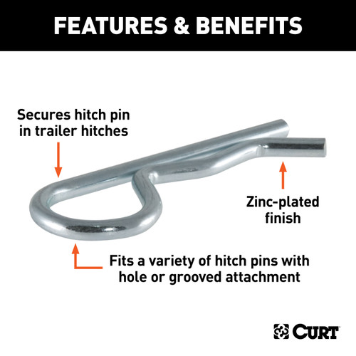 CURT Hitch Clip (Fits 1/2" or 5/8" Pin, Zinc) Trailer Hitch