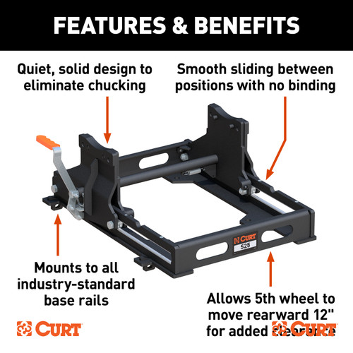 CURT S25 5th Wheel Slider, 25,000 lbs. Fifth Wheel Trailer Hitch Mount Kit