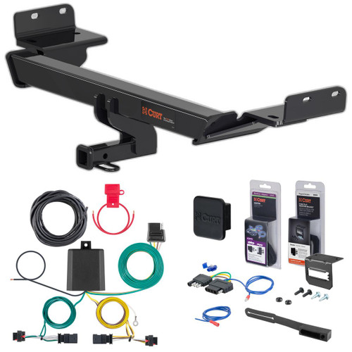 22 - 23 Jeep Compass Curt 1-1/4" Class 2 Trailer Tow Hitch + 5-Flat Wiring Kit Tow Boat/Utility Trailer with Surge Brakes 12174