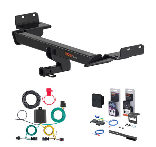 2022 - 2023 Jeep Compass Curt 1-1/4" Class 2 Trailer Tow Hitch + 5-Flat Wiring Kit Tow Boat/Utility Trailer with Surge Brakes 12174