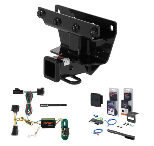 2006 - 2010 Jeep Commander Excluding Rocky Mountain Edition Curt 2" Class 3 Trailer Tow Hitch + 5-Flat Wiring Kit Tow Boat/Utility Trailer with Surge Brakes 13414-1