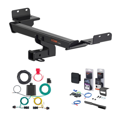 2022 - 2023 Jeep Compass Curt 2" Class 3 Trailer Tow Hitch + 5-Flat Wiring Kit Tow Boat/Utility Trailer with Surge Brakes 13363