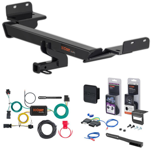 18 - 21 Jeep Compass Curt 1-1/4" Class 2 Trailer Tow Hitch + 5-Flat Wiring Kit Tow Boat/Utility Trailer with Surge Brakes 12174
