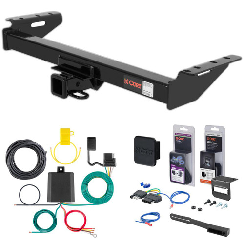 84 - 96 Jeep Cherokee Curt 2" Class 3 Trailer Tow Hitch + 5-Flat Wiring Kit Tow Boat/Utility Trailer with Surge Brakes 13084