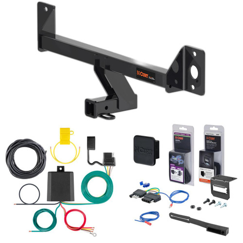 21 - 22 Mercedes-Benz GLC300 Excluding factory receiver Curt 2" Class 3 Trailer Tow Hitch + 5-Flat Wiring Kit Tow Boat/Utility Trailer with Surge Brakes 13477