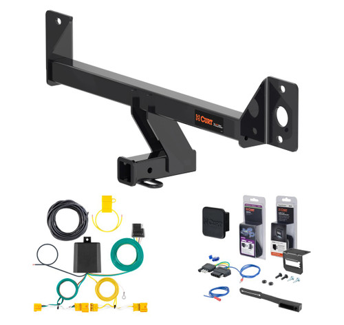 2021 - 2022 Mercedes-Benz GLC300 Excluding factory receiver Curt 2" Class 3 Trailer Tow Hitch + 5-Flat Wiring Kit Tow Boat/Utility Trailer with Surge Brakes 13477