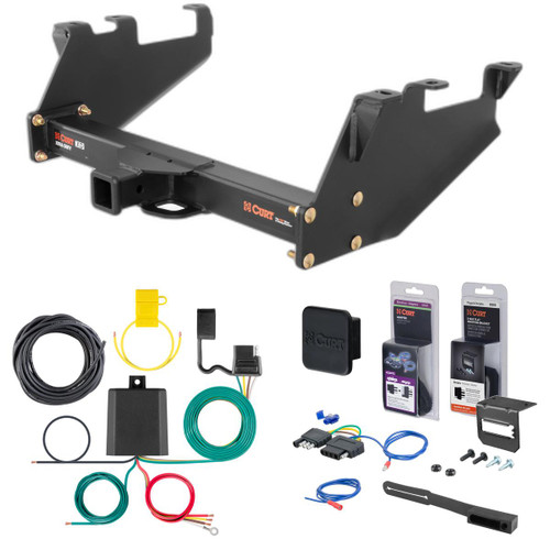 85 - 87 GMC K2500 With 10" step bumper Curt 2" Class 5 Trailer Tow Hitch + 5-Flat Wiring Kit Tow Boat/Utility Trailer with Surge Brakes 15317