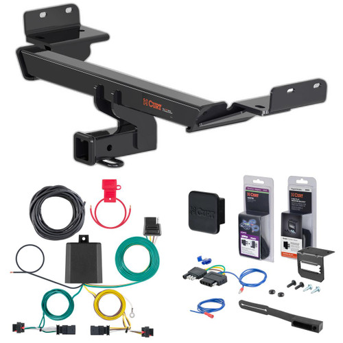 24 - 24 Jeep Compass Curt 2" Class 3 Trailer Tow Hitch + 5-Flat Wiring Kit Tow Boat/Utility Trailer with Surge Brakes 13363