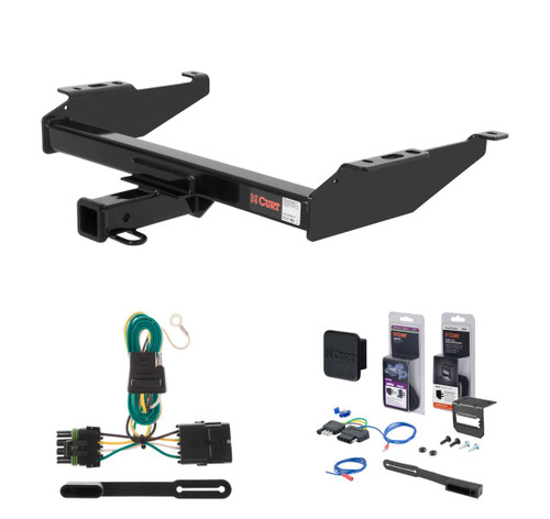 1988 - 2000 GMC K3500 Excluding with dual exhaust, 4-door crew cab, 10" step bumper or cab & chassis Curt 2" Class 4 Trailer Tow Hitch + 5-Flat Wiring Kit Tow Boat/Utility Trailer with Surge Brakes 14081