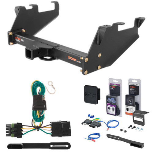 88 - 00 GMC K2500 With 10" step bumper Curt 2" Class 5 Trailer Tow Hitch + 5-Flat Wiring Kit Tow Boat/Utility Trailer with Surge Brakes 15317