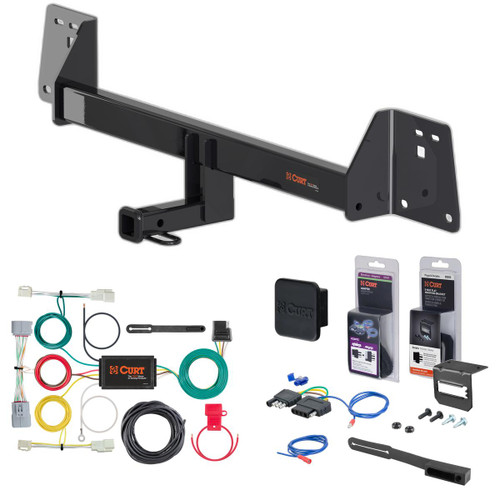 19 - 22 Toyota Prius AWD-e Curt 1-1/4" Class 1 Trailer Tow Hitch + 5-Flat Wiring Kit Tow Boat/Utility Trailer with Surge Brakes 11473