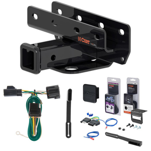 07 - 18 Jeep Wrangler JK Curt 2" Class 3 Trailer Tow Hitch + 5-Flat Wiring Kit Tow Boat/Utility Trailer with Surge Brakes 13392
