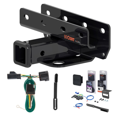 2007 - 2018 Jeep Wrangler JK Curt 2" Class 3 Trailer Tow Hitch + 5-Flat Wiring Kit Tow Boat/Utility Trailer with Surge Brakes 13392