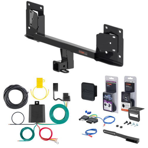 17 - 23 Tesla 3 Curt 2" Class 3 Trailer Tow Hitch + 5-Flat Wiring Kit Tow Boat/Utility Trailer with Surge Brakes 13449