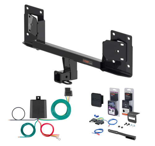 2017 - 2023 Tesla 3 Curt 2" Class 3 Trailer Tow Hitch + 5-Flat Wiring Kit Tow Boat/Utility Trailer with Surge Brakes 13449