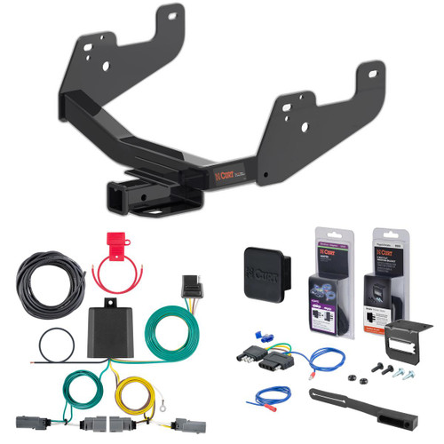 21 - 23 Ford F-150 w/o LED Tailights + With factory receiver Curt 2" Class 4 Trailer Tow Hitch + 4-way Wiring Kit 14021