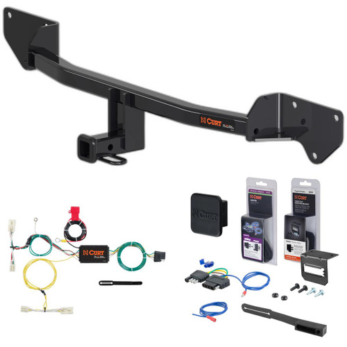 18 - 19 Toyota Prius C Curt 1-1/4" Class 1 Trailer Tow Hitch + 5-Flat Wiring Kit Tow Boat/Utility Trailer with Surge Brakes 11523