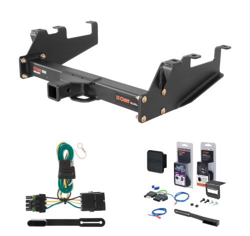 1988 - 2000 GMC K3500 Excluding with dual exhaust, 4-door crew cab, 10" step bumper or cab & chassis Curt 2" Class 5 Trailer Tow Hitch + 5-Flat Wiring Kit Tow Boat/Utility Trailer with Surge Brakes 15325
