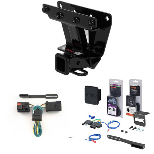 05 - 10 Jeep Grand Cherokee Excluding SRT8 Curt 2" Class 3 Trailer Tow Hitch + 5-Flat Wiring Kit Tow Boat/Utility Trailer with Surge Brakes 13251