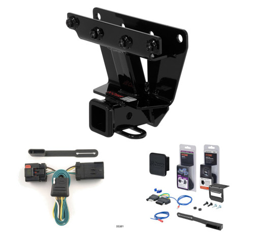 2005 - 2010 Jeep Grand Cherokee Excluding SRT8 Curt 2" Class 3 Trailer Tow Hitch + 5-Flat Wiring Kit Tow Boat/Utility Trailer with Surge Brakes 13251