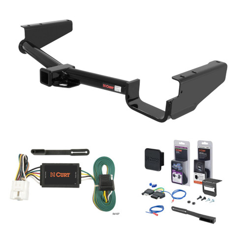 2004 - 2007 Toyota Highlander Curt 2" Class 3 Trailer Tow Hitch + 5-Flat Wiring Kit Tow Boat/Utility Trailer with Surge Brakes 13530