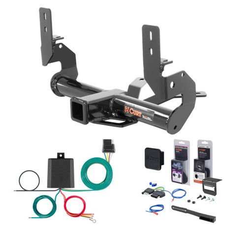 2009 - 2012 Audi Q5 Excluding hybrid Curt 2" Class 3 Trailer Tow Hitch + 5-Flat Wiring Kit Tow Boat/Utility Trailer with Surge Brakes 13136