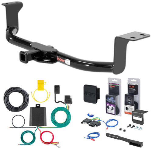 12 - 15 Toyota Pruis Plug-In Curt 1-1/4" Class 1 Trailer Tow Hitch + 5-Flat Wiring Kit Tow Boat/Utility Trailer with Surge Brakes 11276