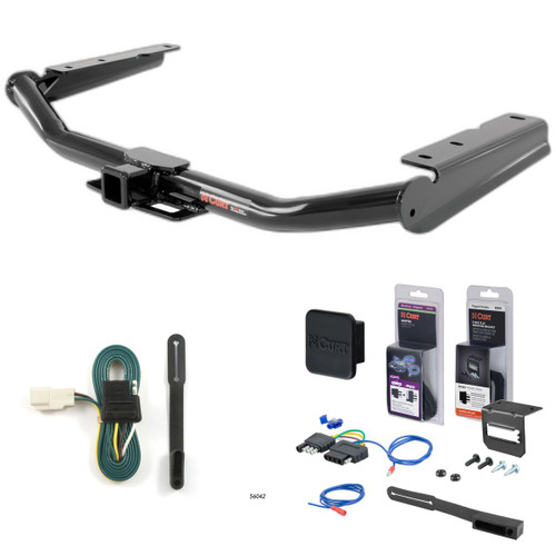14 - 19 Toyota Highlander Curt 2" Class 3 Trailer Tow Hitch + 5-Flat Wiring Kit Tow Boat/Utility Trailer with Surge Brakes 13200-7