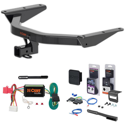 22 - 25 Acura MDX  Curt 2" Class 3 Trailer Tow Hitch + 5-Flat Wiring Kit Tow Boat/Utility Trailer with Surge Brakes 13472
