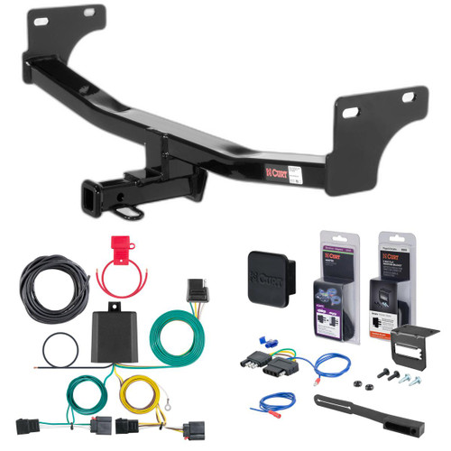 11 - 17 Jeep Patriot Curt 1-1/4" Class 2 Trailer Tow Hitch + 5-Flat Wiring Kit Tow Boat/Utility Trailer with Surge Brakes 12057