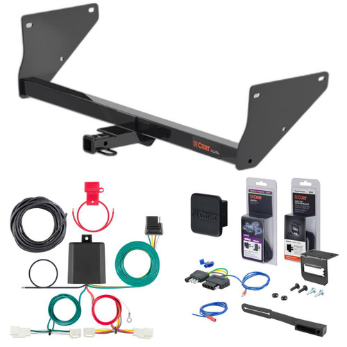 19 - 24 Toyota RAV4 Curt 1-1/4" Class 2 Trailer Tow Hitch + 5-Flat Wiring Kit Tow Boat/Utility Trailer with Surge Brakes 12200
